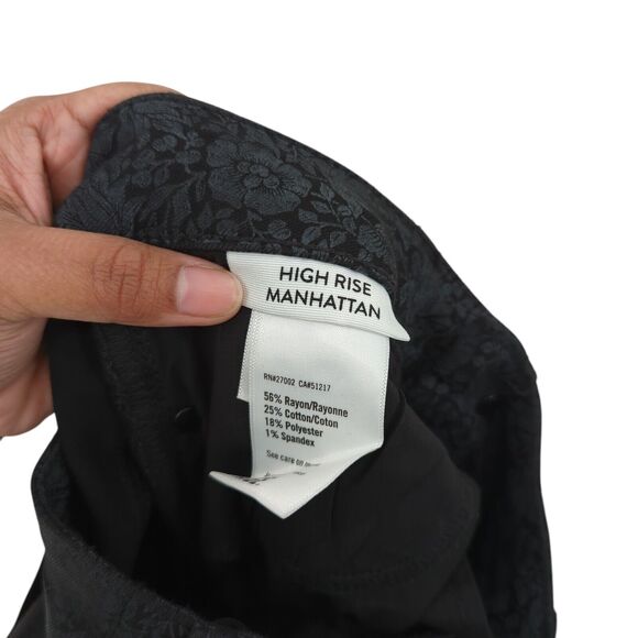 Morris Co x Paige Women 24 High Rise Manhattan Jeans Black Mallow Floral Coated - Picture 4 of 9